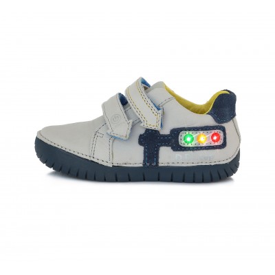D.D. step blikajúca chlapčenská detská celokožená obuv S050-79A Grey